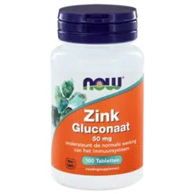 Zink gluconaat 50 mg 100 tabletten NOW