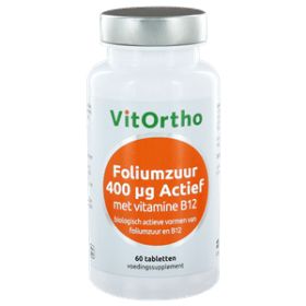 Foliumzuur 400 mcg met vitamine B12 60 tabletten Vitortho