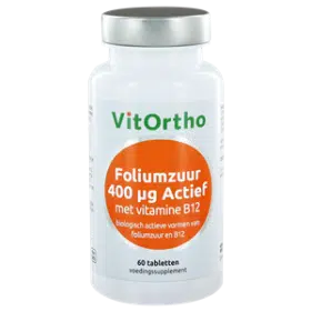 Foliumzuur 400 mcg met vitamine B12 60 tabletten Vitortho
