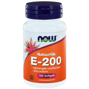 Vitamine E-200 natuurlijke gemengde tocoferolen 100 softgels NOW