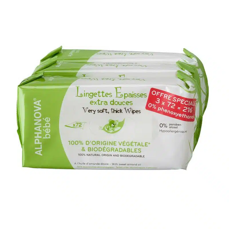 Bio reinigingsdoekjes 3x72 stukuk Alphanova Baby
