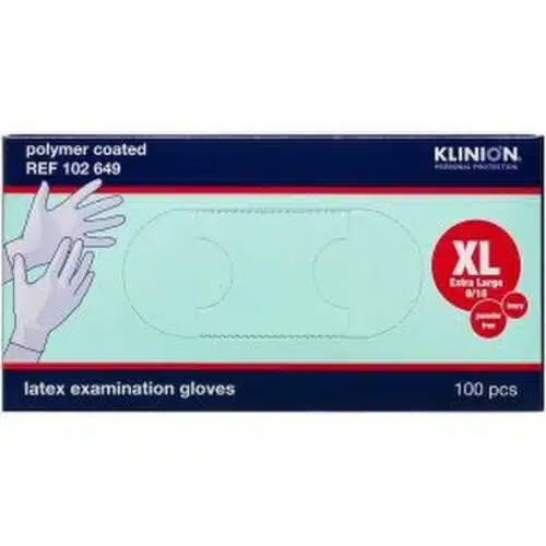Onderzoekshandschoen prot latex XL poedervrij 100 stuks Klinion