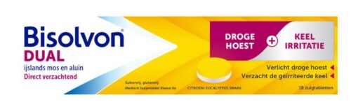 Dual droge hoest/keelirritatie 18 tabletten Bisolvon