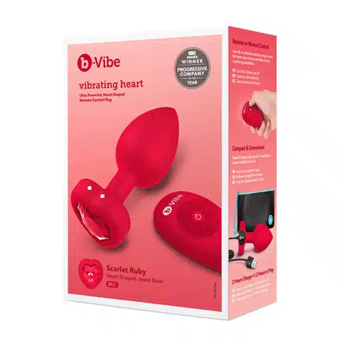 B-Vibe - Vibrerende Hartvormige Butt Plug M/L Rood