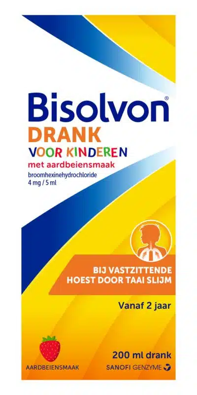 Drank kind aardbei 4 mg 200 ml Bisolvon