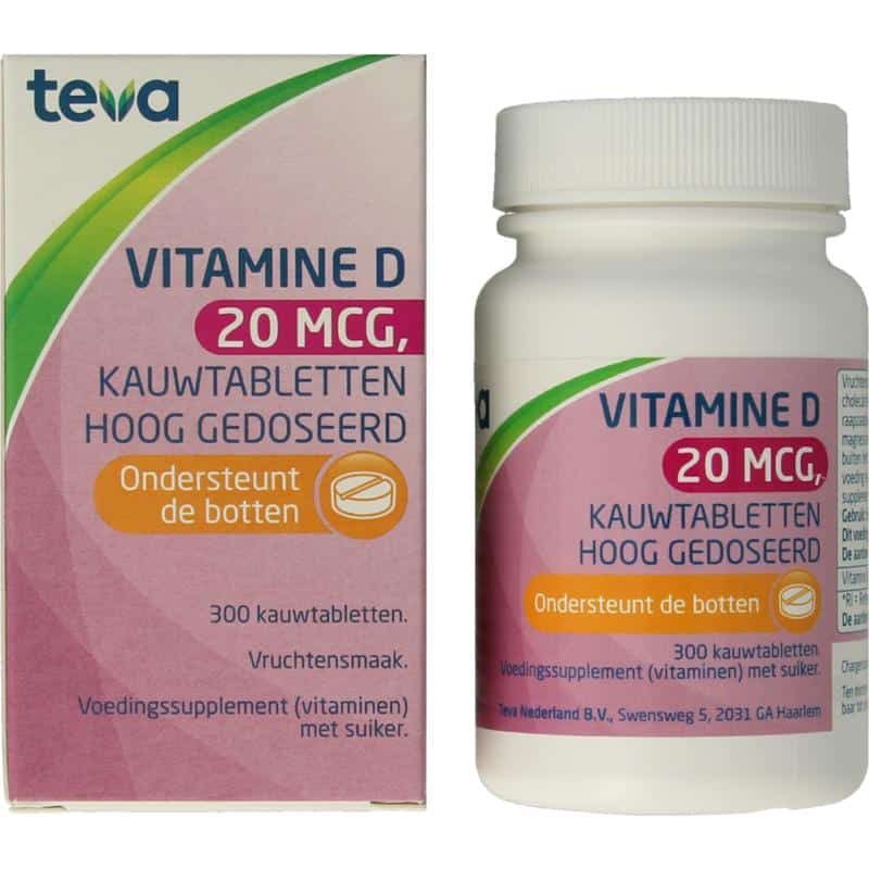 Vitamine D 20 mcg 800IE 300 tabletten Teva