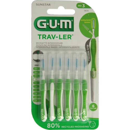 Trav-ler rager 1.1 mm (groen) 6 stuks GUM