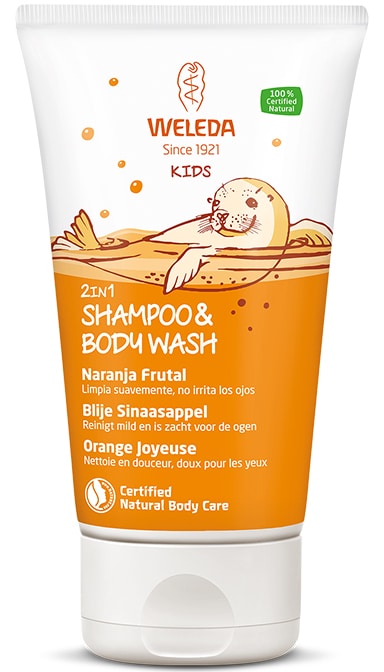 Kids 2-in-1 shampoo & bodywash blije sinaasappel 150 ml Weleda