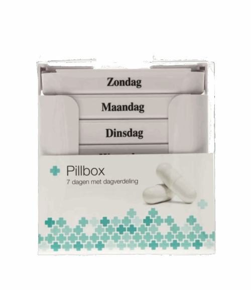 Pillendoos Week (7 boxen) 4 vakken per dag Wit Pillbox