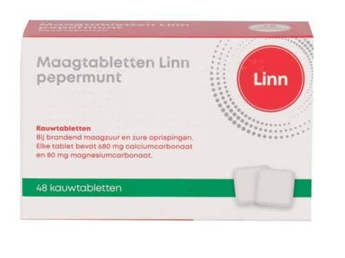 Maagtabletten calcium carbonaat 48 tabletten Linn
