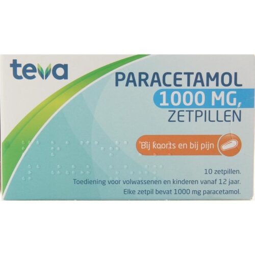 Paracetamol 1000mg 10 zetpillen Teva