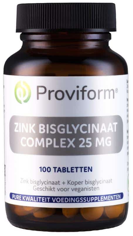 Zink bisglycinaat 25mg complex 100 tabletten Proviform