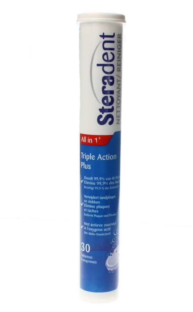 Steradent reinigingstabletten Triple action plus 30 tabletten