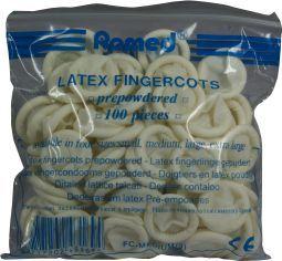 Vingercondooms latex gepoederd Medium 100 stuks Romed