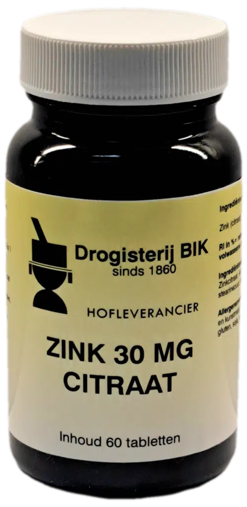 Zink citraat 30 mg 60 tabletten Bik-Bik